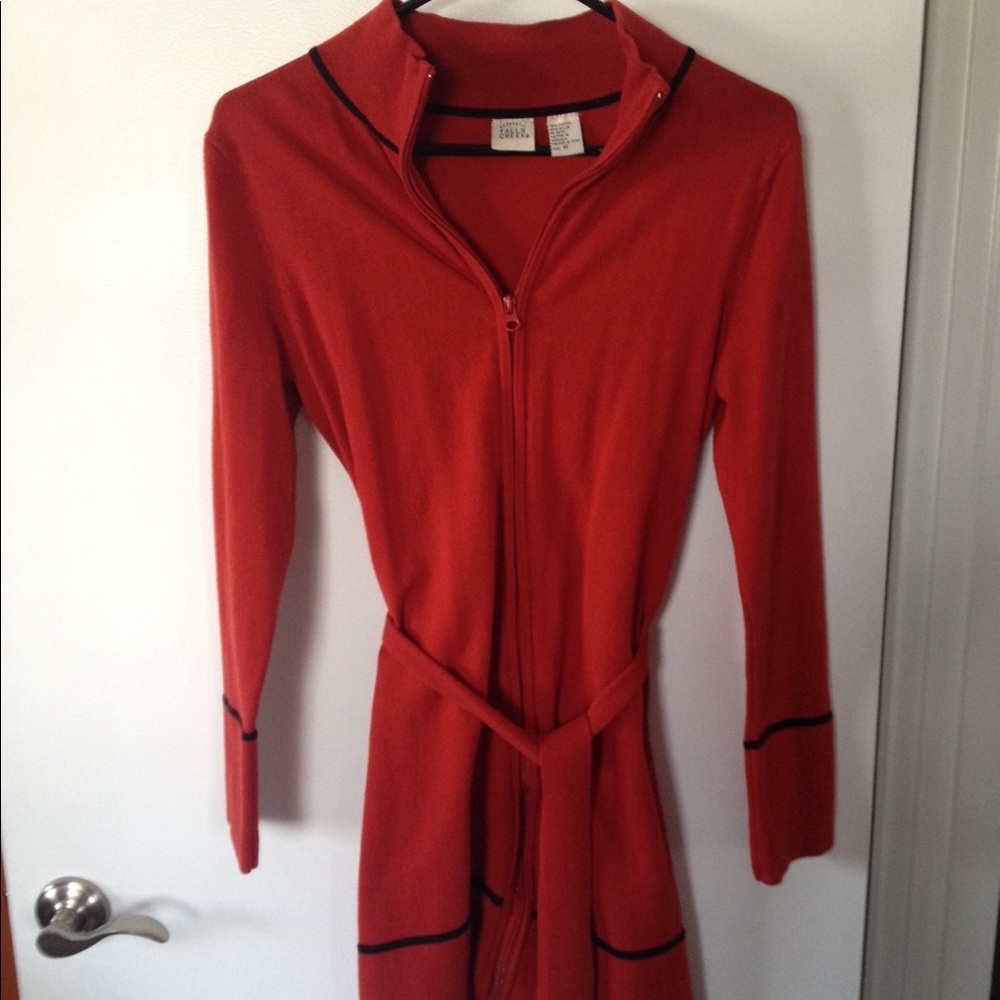 FALLS CREEK- LONG ZIP UP SWEATER JACKET WITH BELT